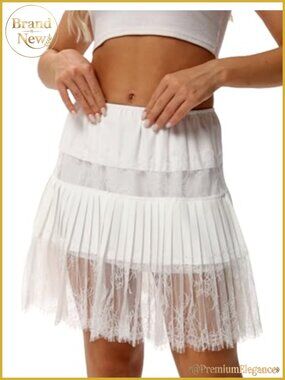 Women's Lace Shirt Extender Mini Skirt Elastic Waist Half Slip Underskirt